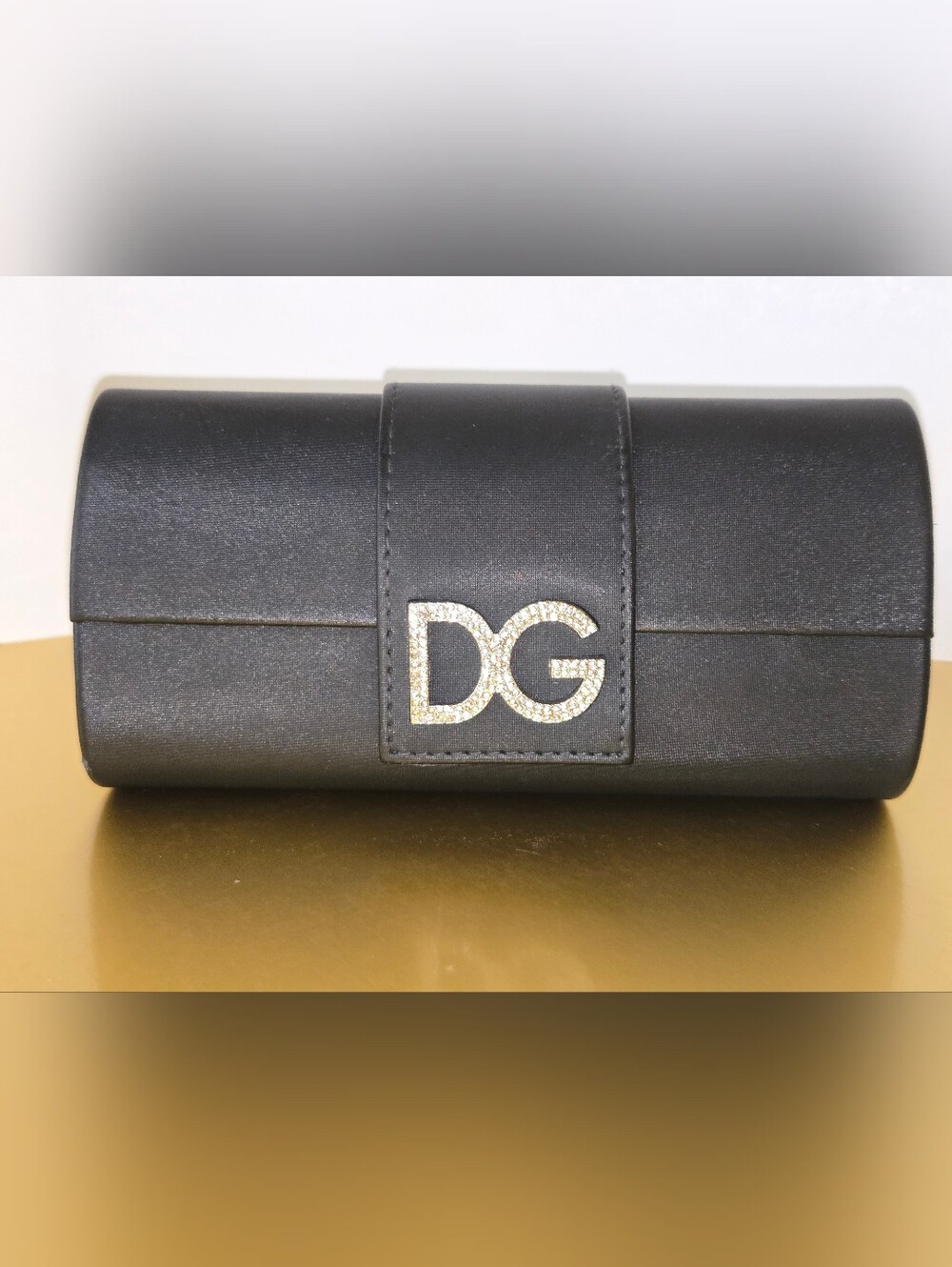 Dolce & Gabbana Black Hard Sunglasses Case Rhinestone Crystal DG Logo Box
